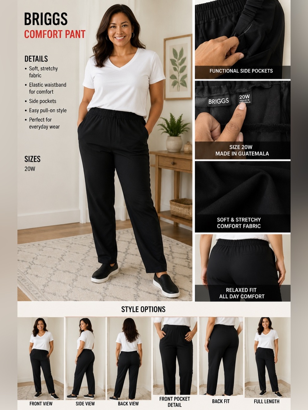 trousers brand Riggs,comfortable pull-on style with an elastic waistband
